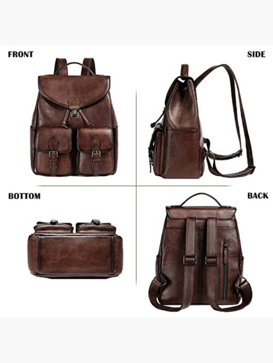 Vintage Genuine Leather Backpack Purse Rucksack Retro Daypack for Women main image 6
